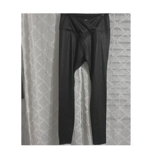 Simply Vera Vera Wang Womens Black Faux Leather Crossover V-Waist Leggings Large